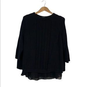 ☀️ LUCKY ▪️Black Cable Knit Sheer Underlay Sweater ▪️ Size 1X